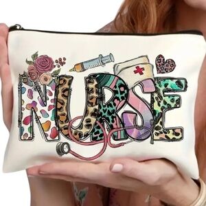 Nurse Canvas Cosmetic Bag Machine Washable Makeup Pouch Gift 
F